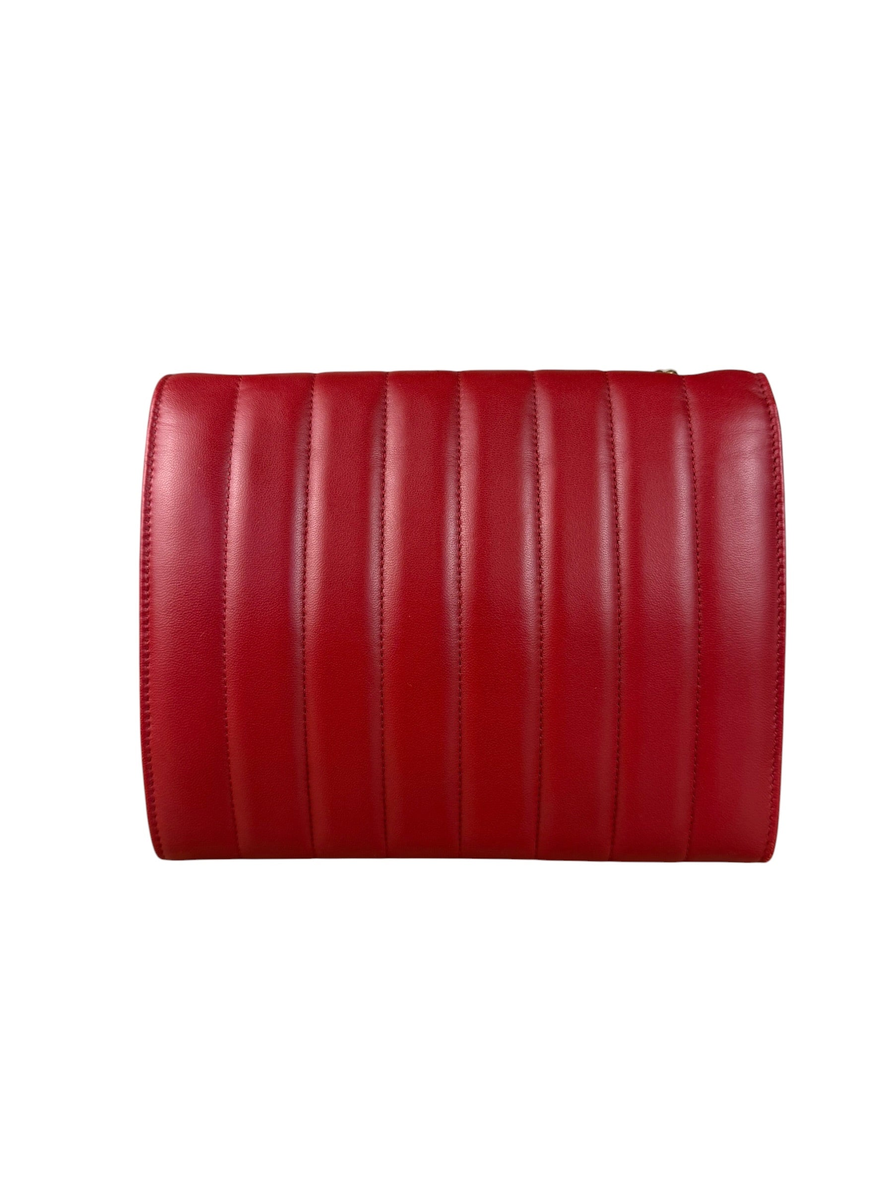 Saint Laurent Red Quilted Leather Vicky Flap Shoulder Bag