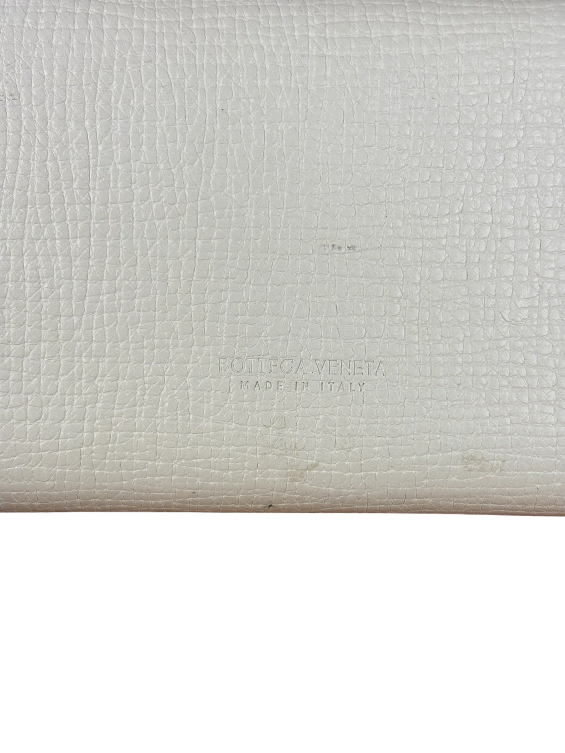 Bottega Veneta White Leather Palmellato Angle Long Wallet