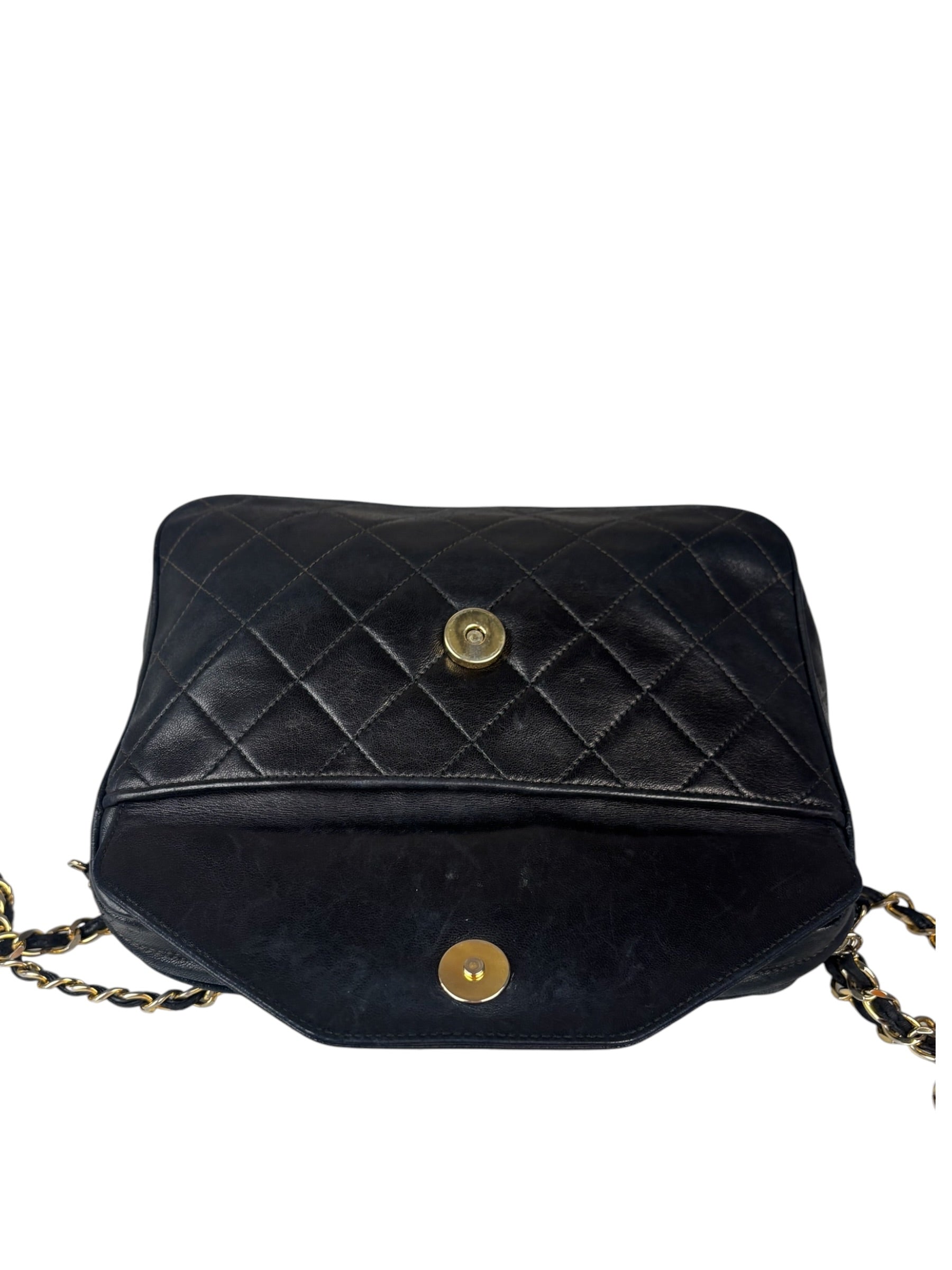 Chanel Vintage Black Quilted Leather CC Camera Bag 1989