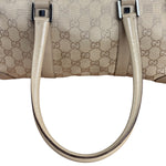 Gucci GG Beige Leather Trim Guccissima Small Boston Bag
