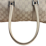 Gucci GG Beige Leather Trim Guccissima Small Boston Bag