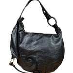 Fendi Vintage Black Leather Oyster Hobo Bag