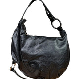 Fendi Vintage Black Leather Oyster Hobo Bag