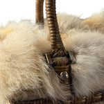 Ferragamo Vintage Fur Rattan Top Handle Bag