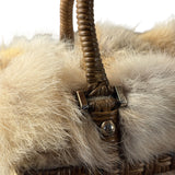 Ferragamo Vintage Fur Rattan Top Handle Bag