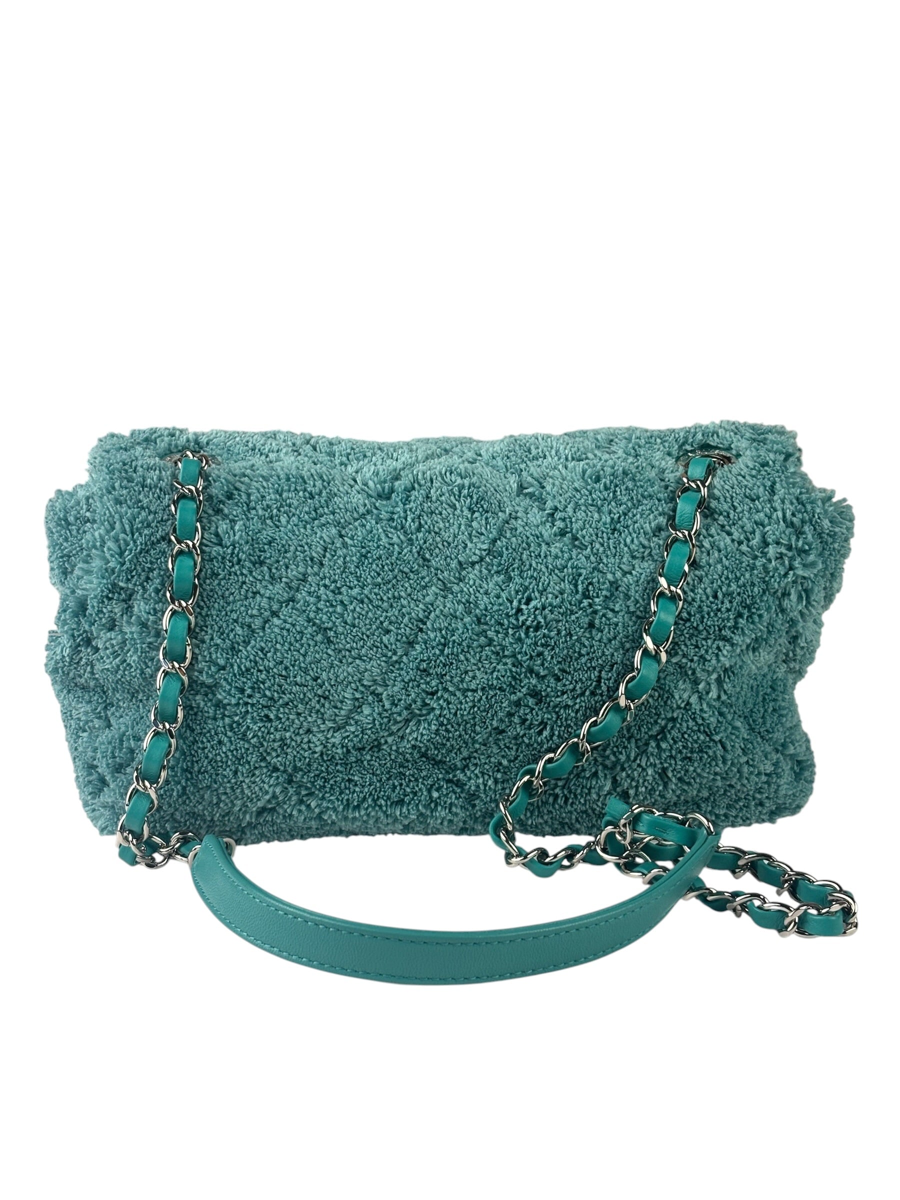 Chanel Mint Green Quilted Terry Cloth Coco Beach Flap Bag 2019