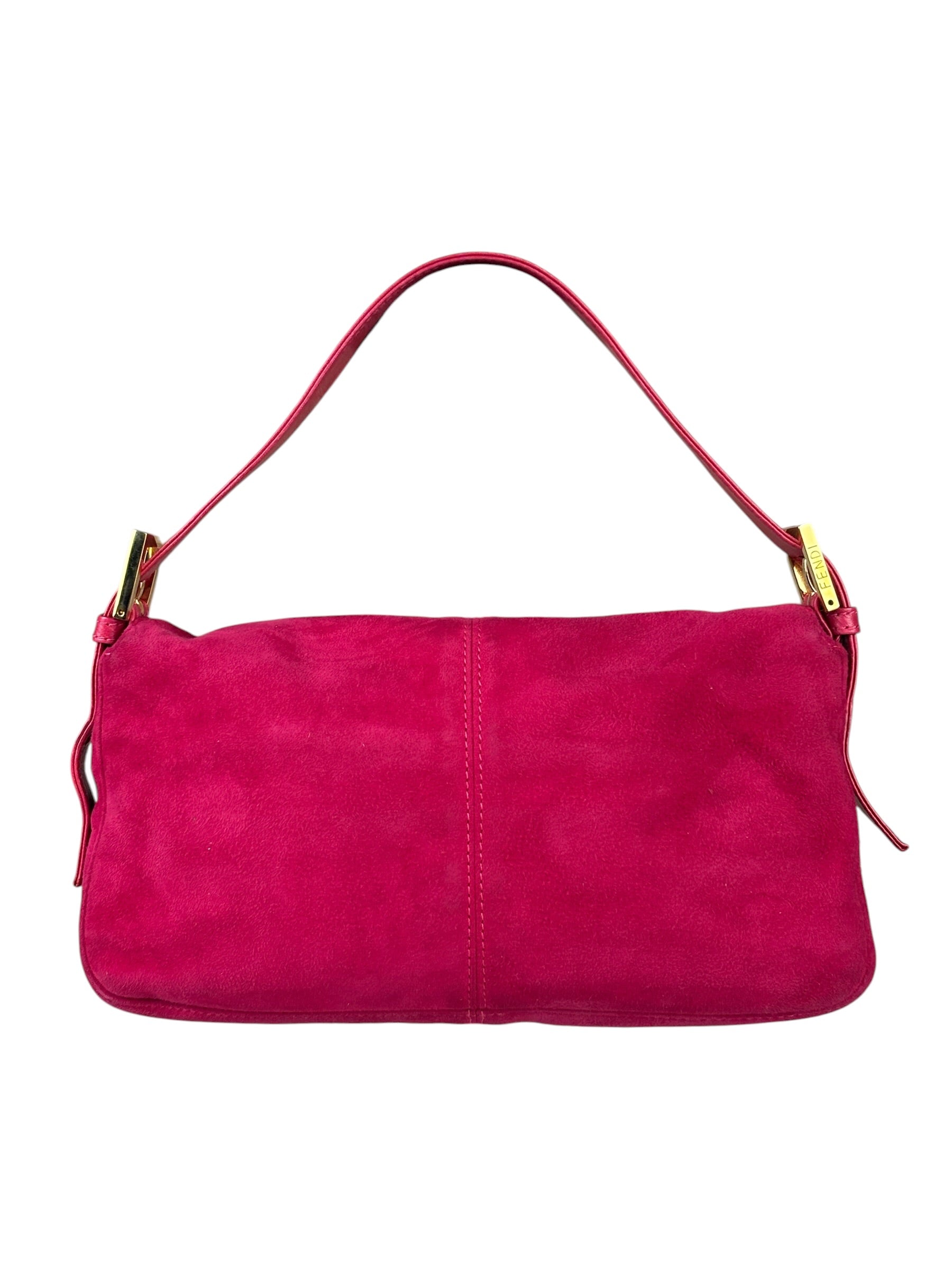 Fendi Pink Suede/Leather Trim Baguette