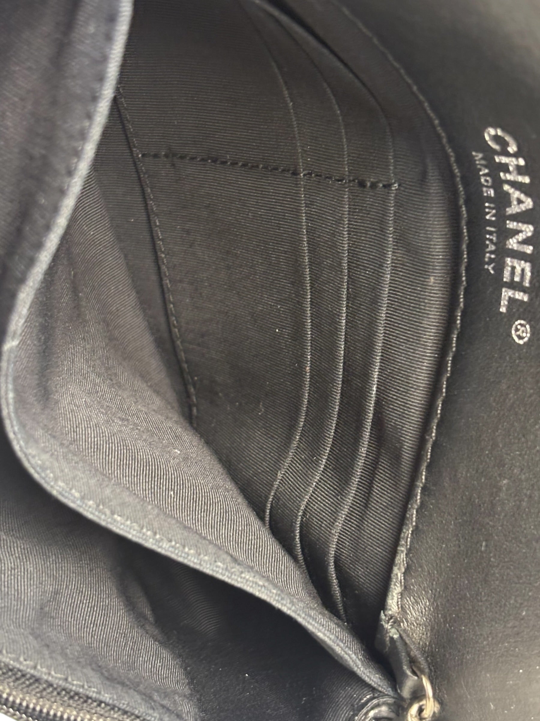 Chanel Black Patent Leather Boy Wallet on Chain Bag 2014