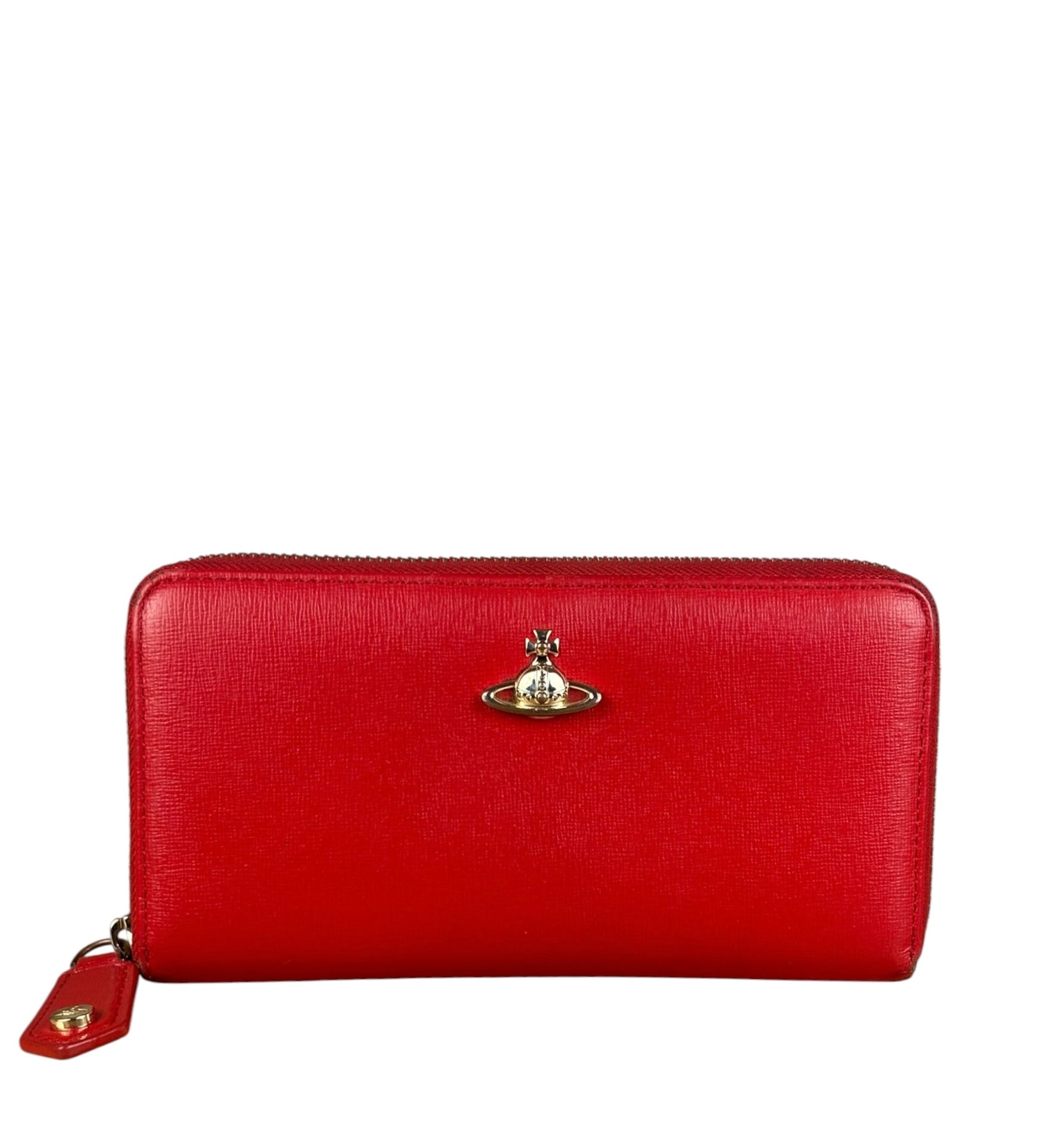 Vivienne Westwood Red Long Zip Orb Wallet