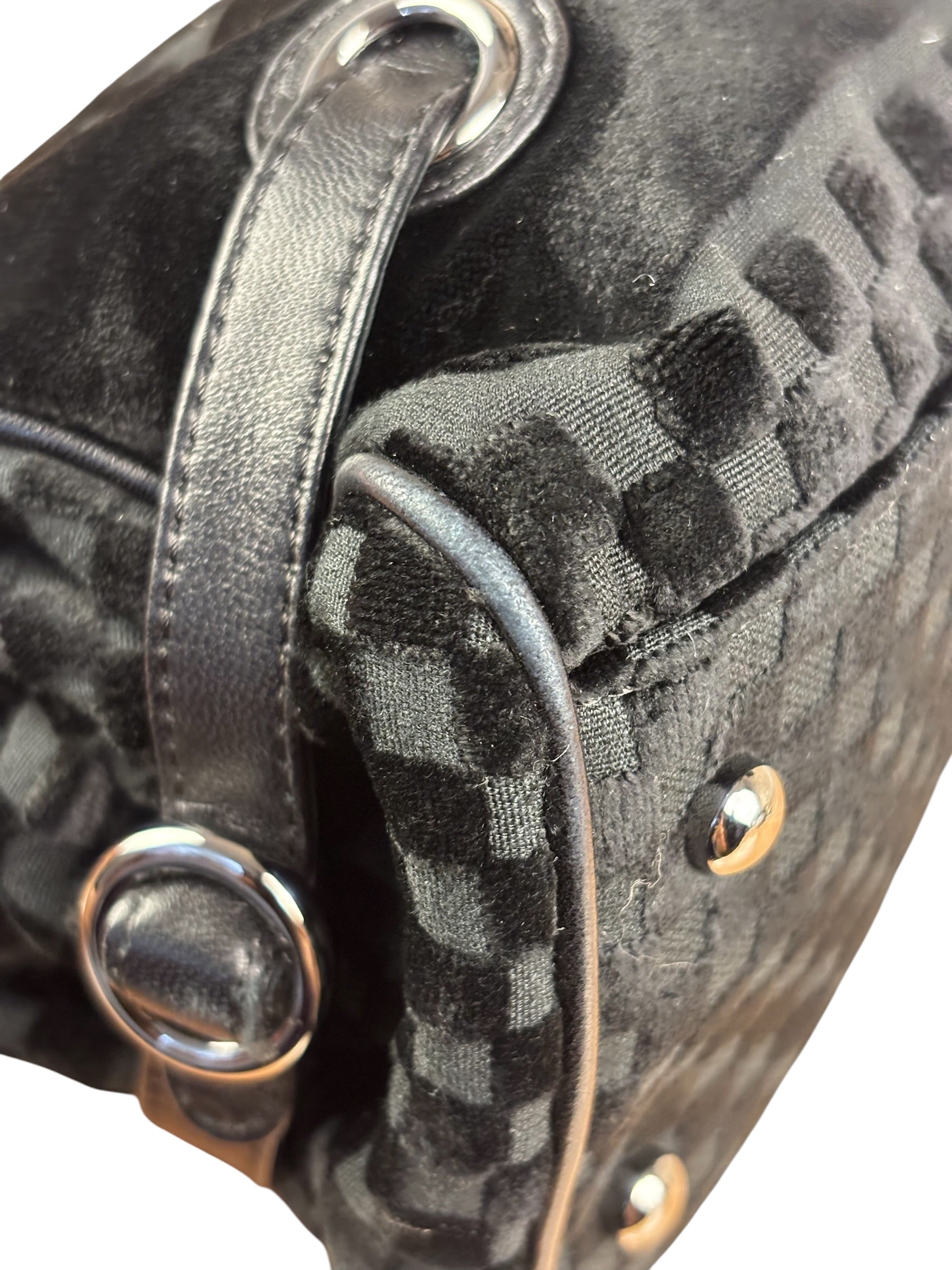 Chanel Black Velvet Leather Trim Kiss-Lock Two-Way Bag 2006