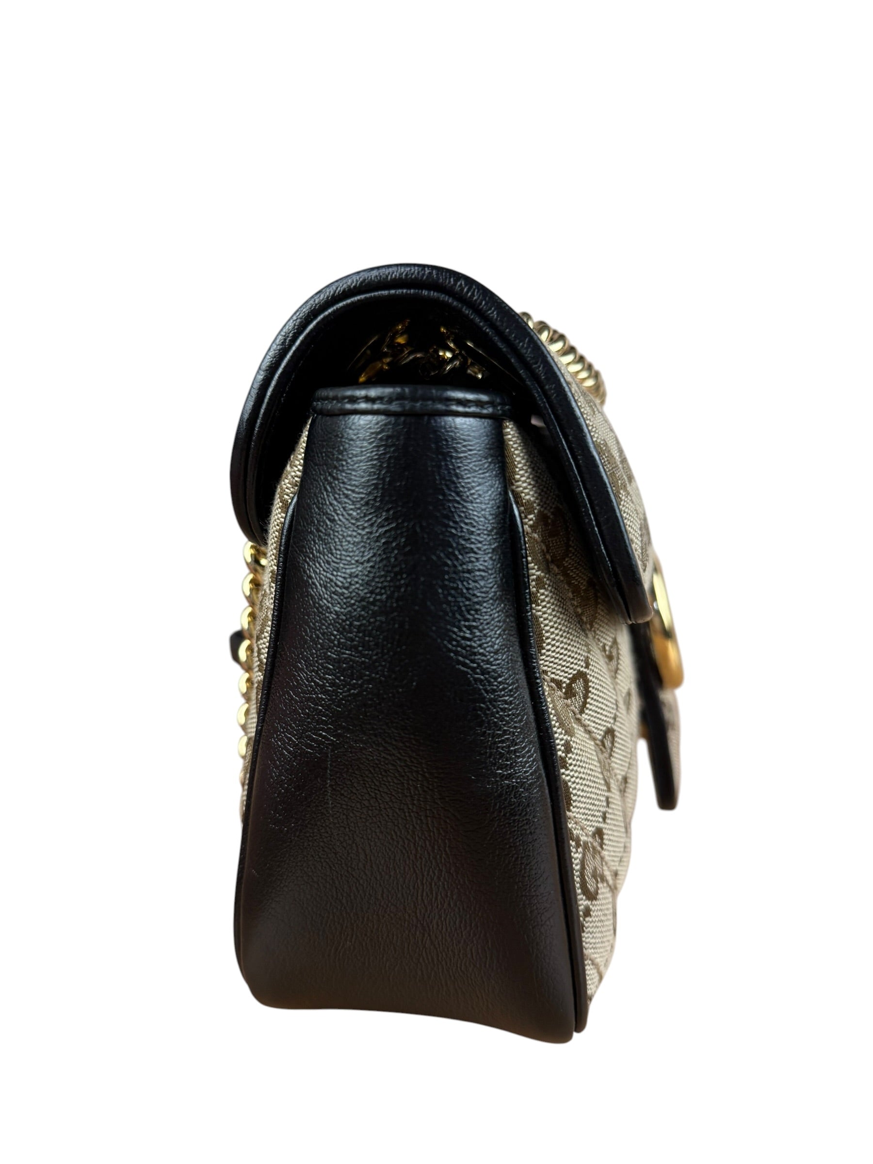 Gucci Beige/Black GG Marmont Shoulder Bag