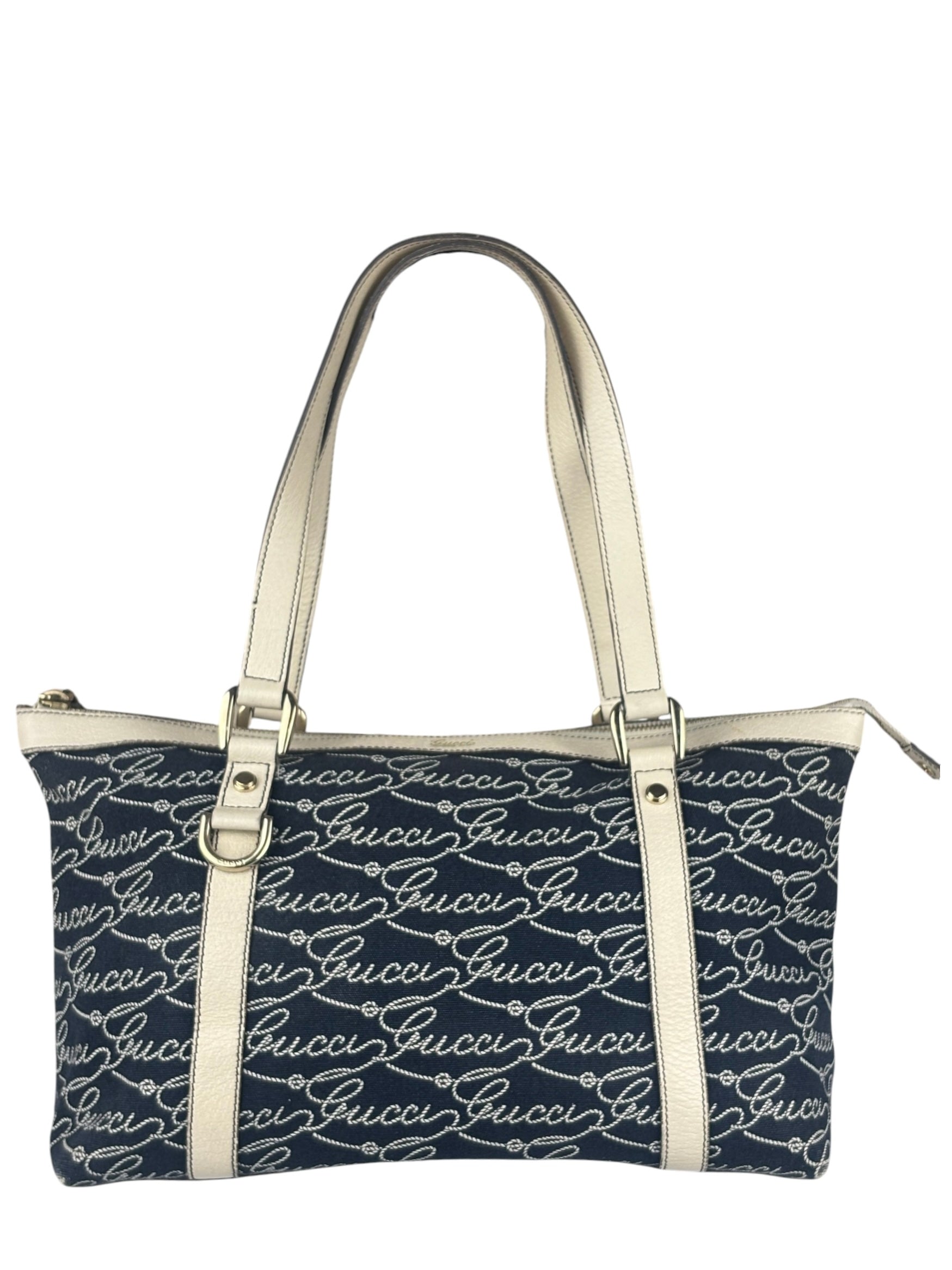Gucci Western Logo Denim Abbey Zip Tote