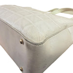 Chanel White Leather Chocolate Bar CC Tote Bag 2002