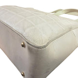 Chanel White Leather Chocolate Bar CC Tote Bag 2002