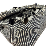 Chanel Black/White Sequin Stripped Medium Double Flap Shoulder Bag