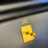Hermes Kelly 32 Black Box Leather 1991
