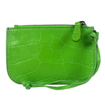Balenciaga Neon Green Crocodile-Embossed Coin/Card Holder