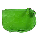 Balenciaga Neon Green Crocodile-Embossed Coin/Card Holder