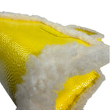 UGG x Telfar Yellow Patent Leather Fur Trim Small Shopper Crinkle In Taxi Tote