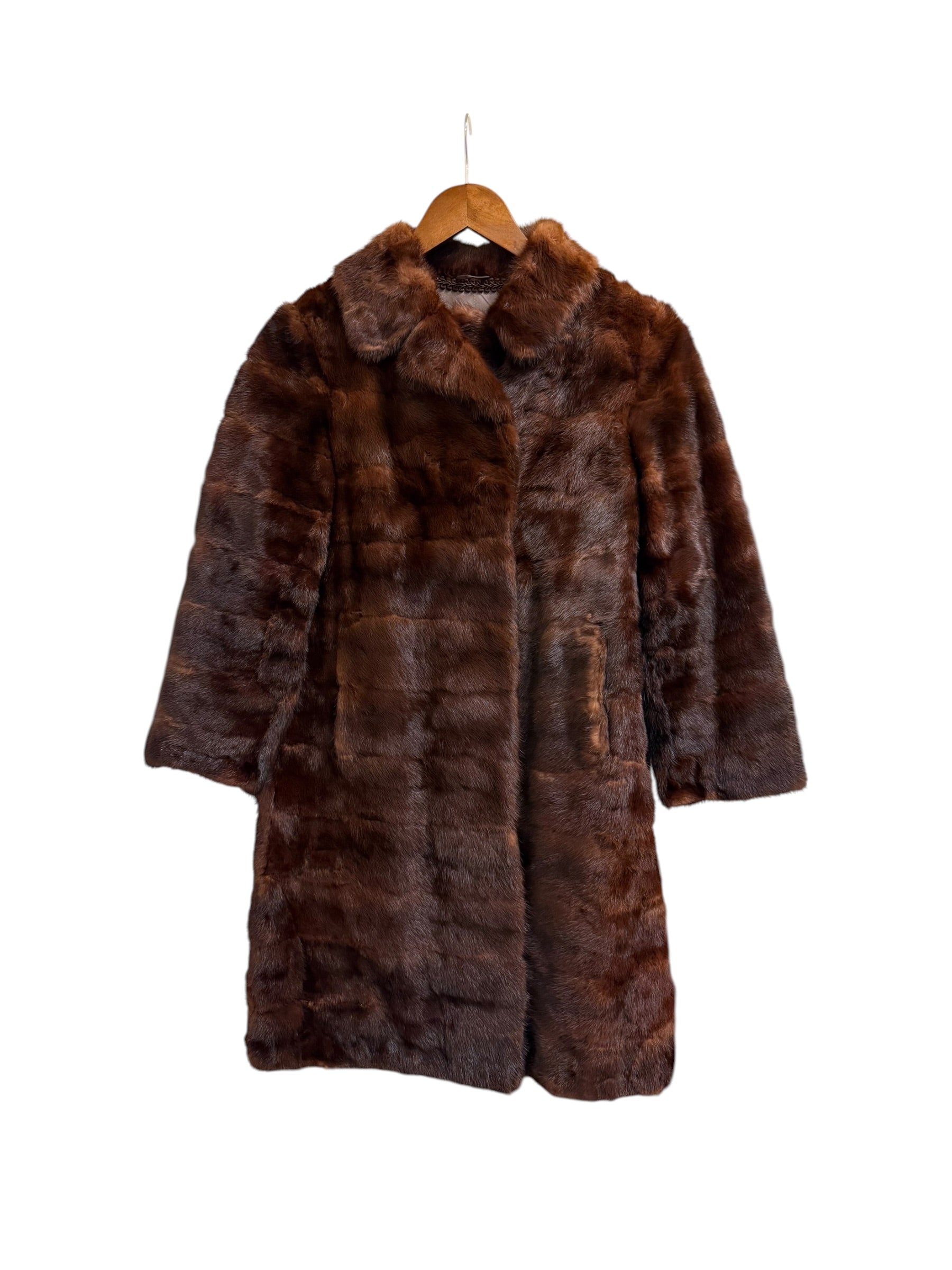 Vintage Chocolate Brown Mid Length Fur Coat