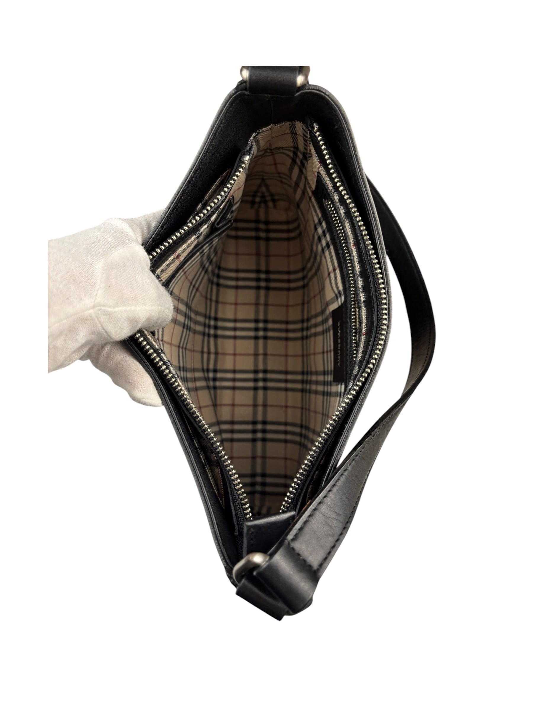 Burberry Black Leather Hobo Bag