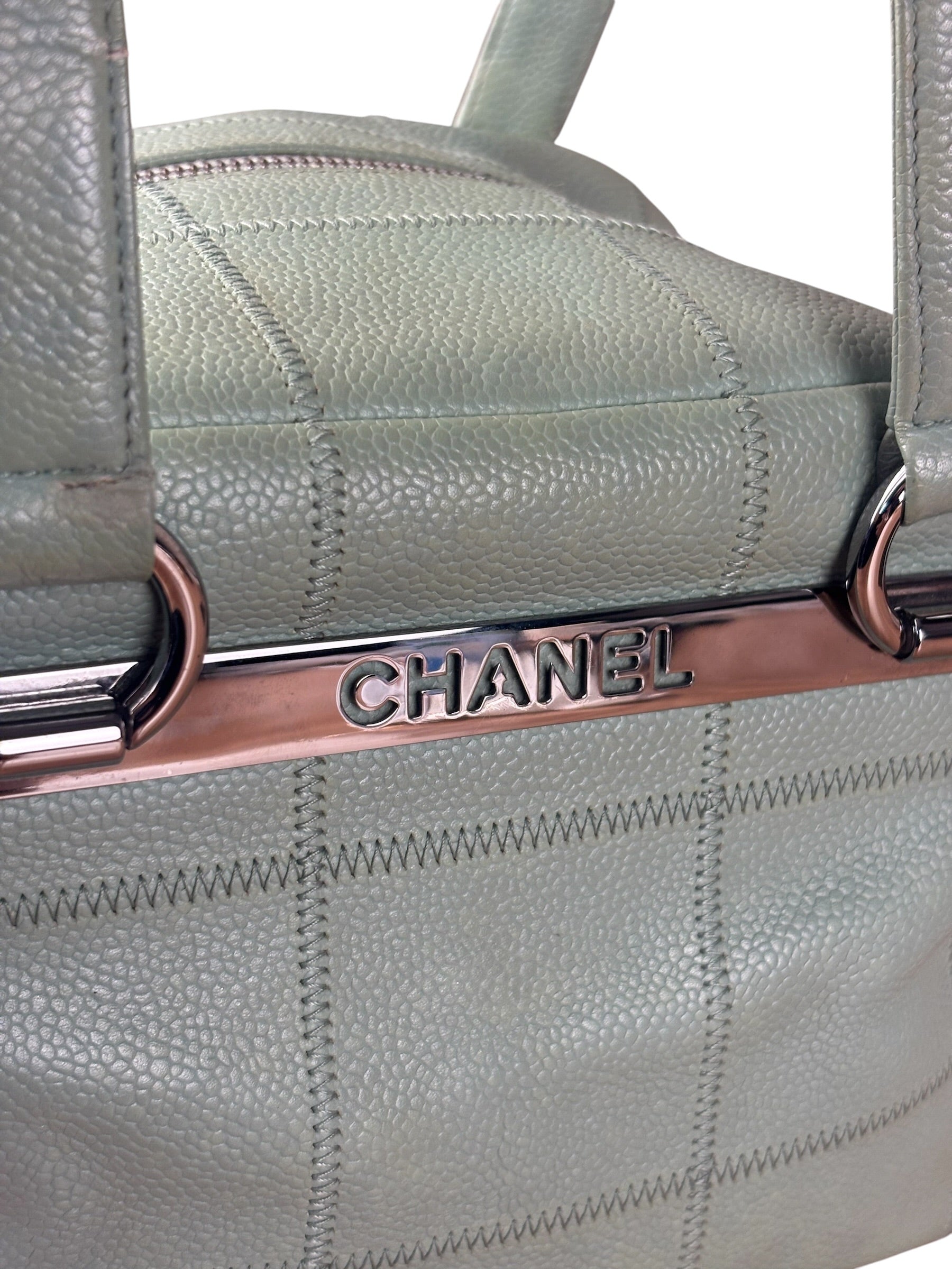 Chanel Light Green Quilt LAX Leather Bowler Bag 2004