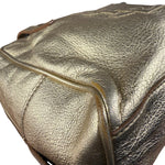 Yves Saint Laurent Gold Leather Embossed YSL Logo Handbag