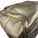 Yves Saint Laurent Gold Leather Embossed YSL Logo Handbag