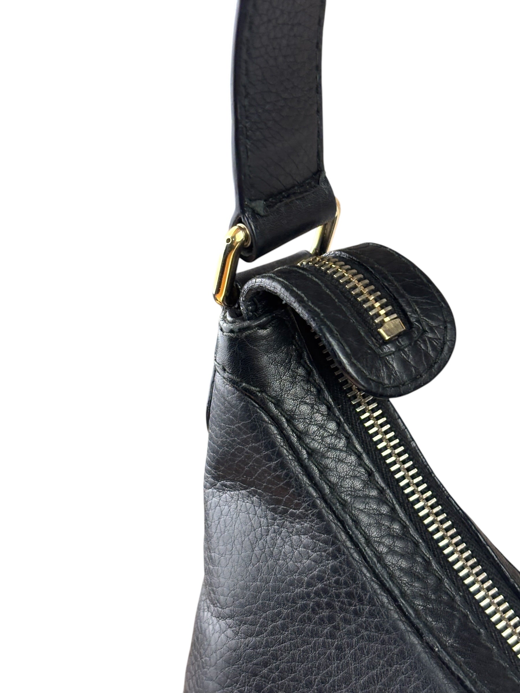 Gucci Black Leather Heritage Horsebit Hobo Bag