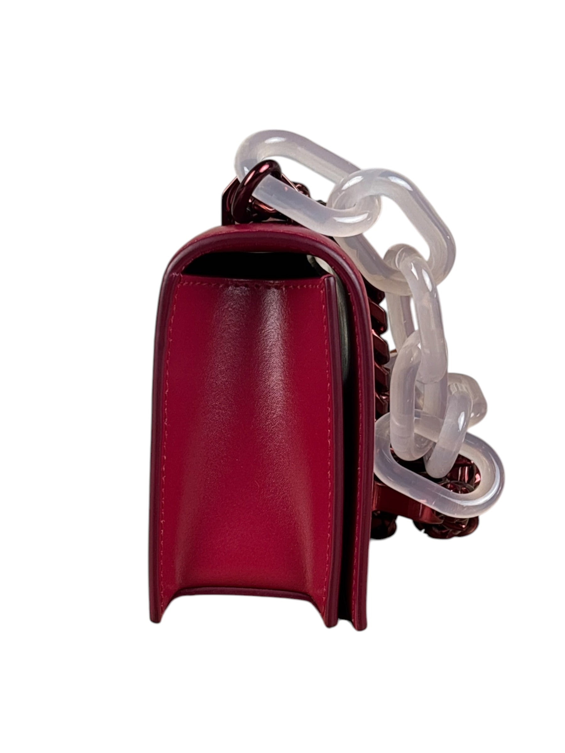 Alexander McQueen Red Leather Mini Jeweled Knuckle Shoulder Bag