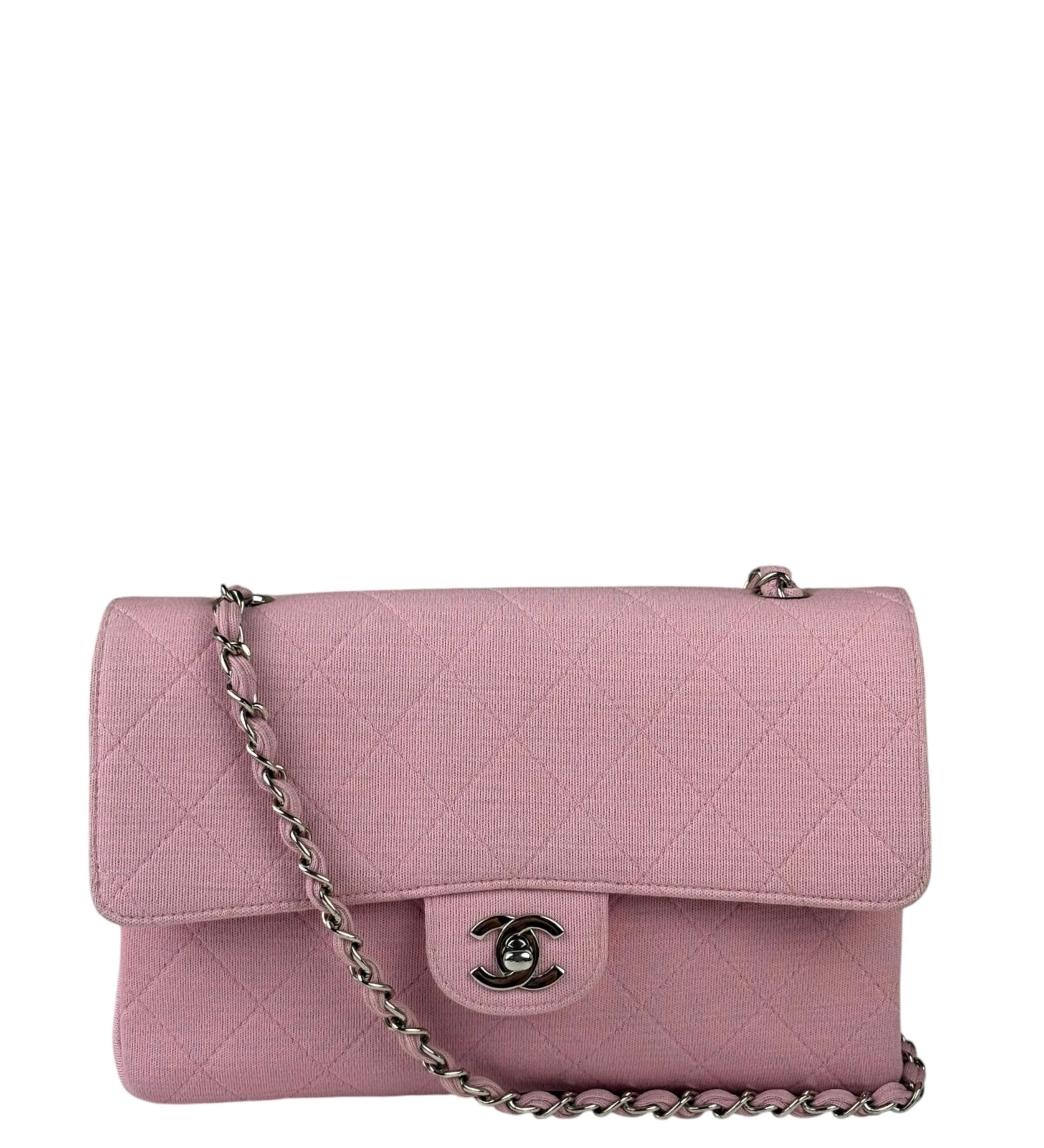 Chanel Pink Quilted Jersey Classic Flap Bag 1997