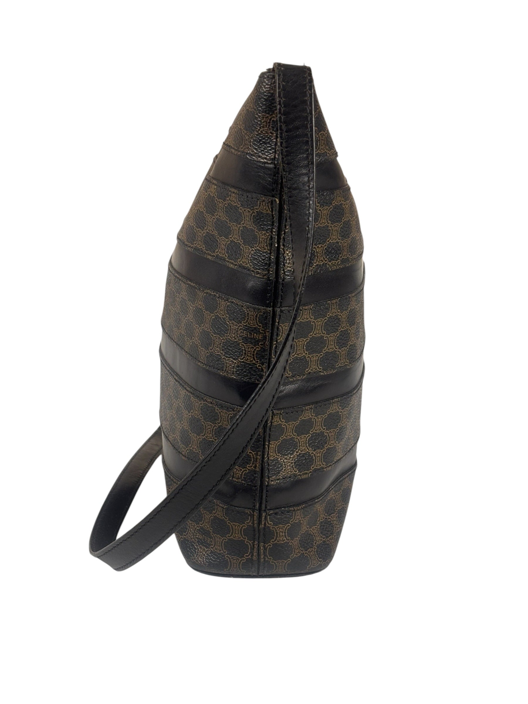 Celine Coated Canvas Stripped Macadam Crossbody
