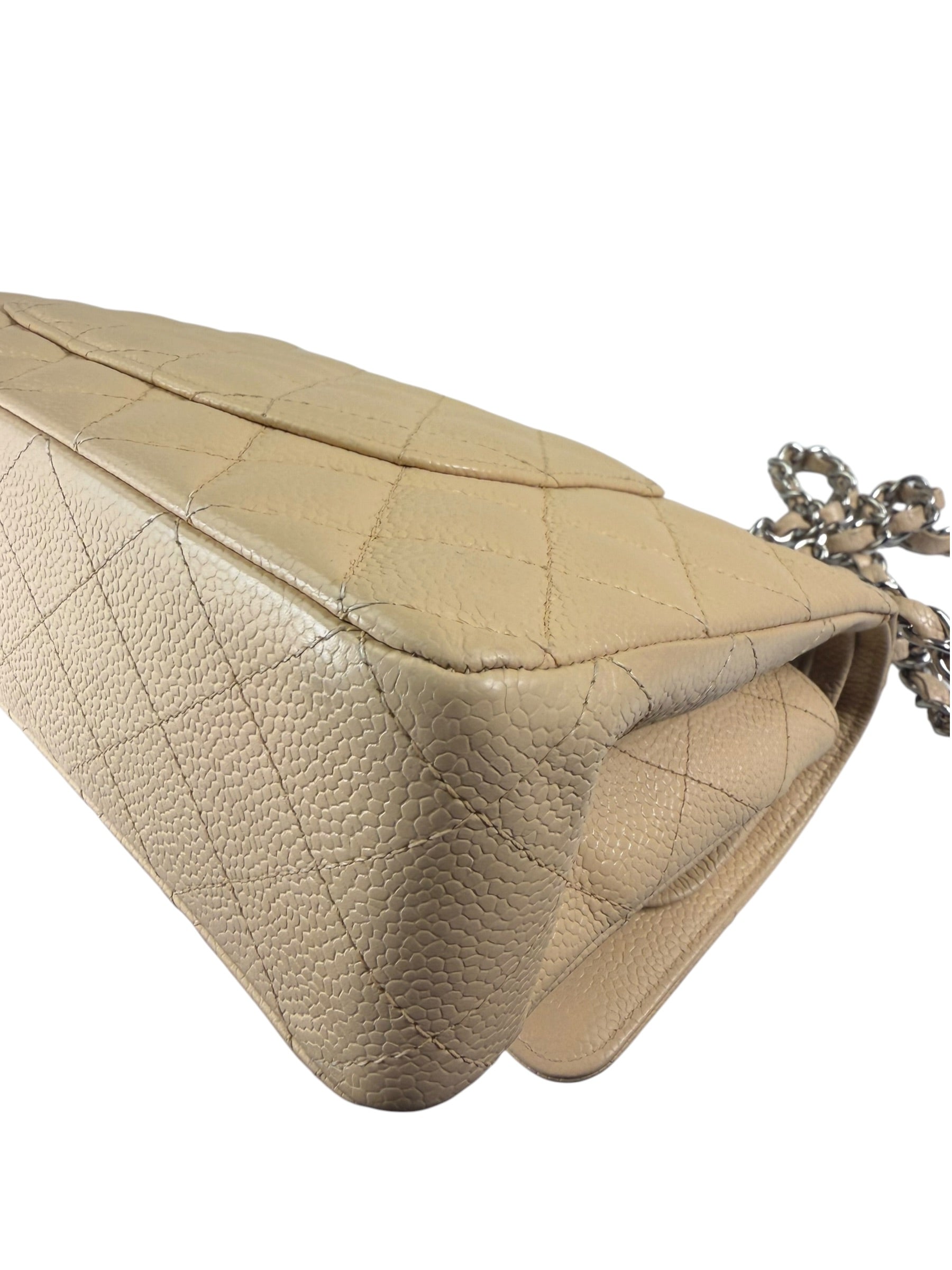Chanel Beige Quilted Caviar Double Flap 2009