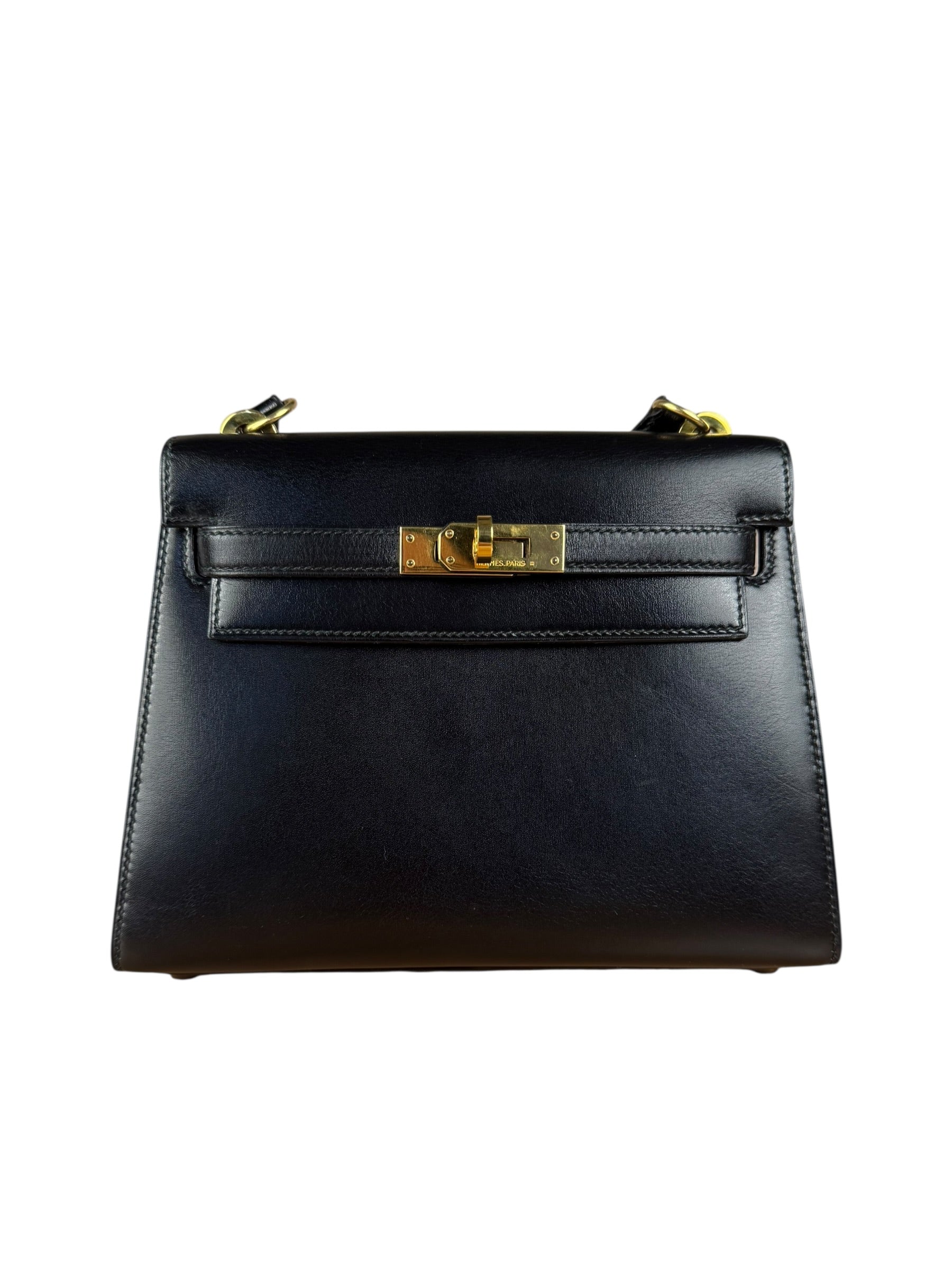 Hermes Black Mini Kelly 20 Box Calf 1991