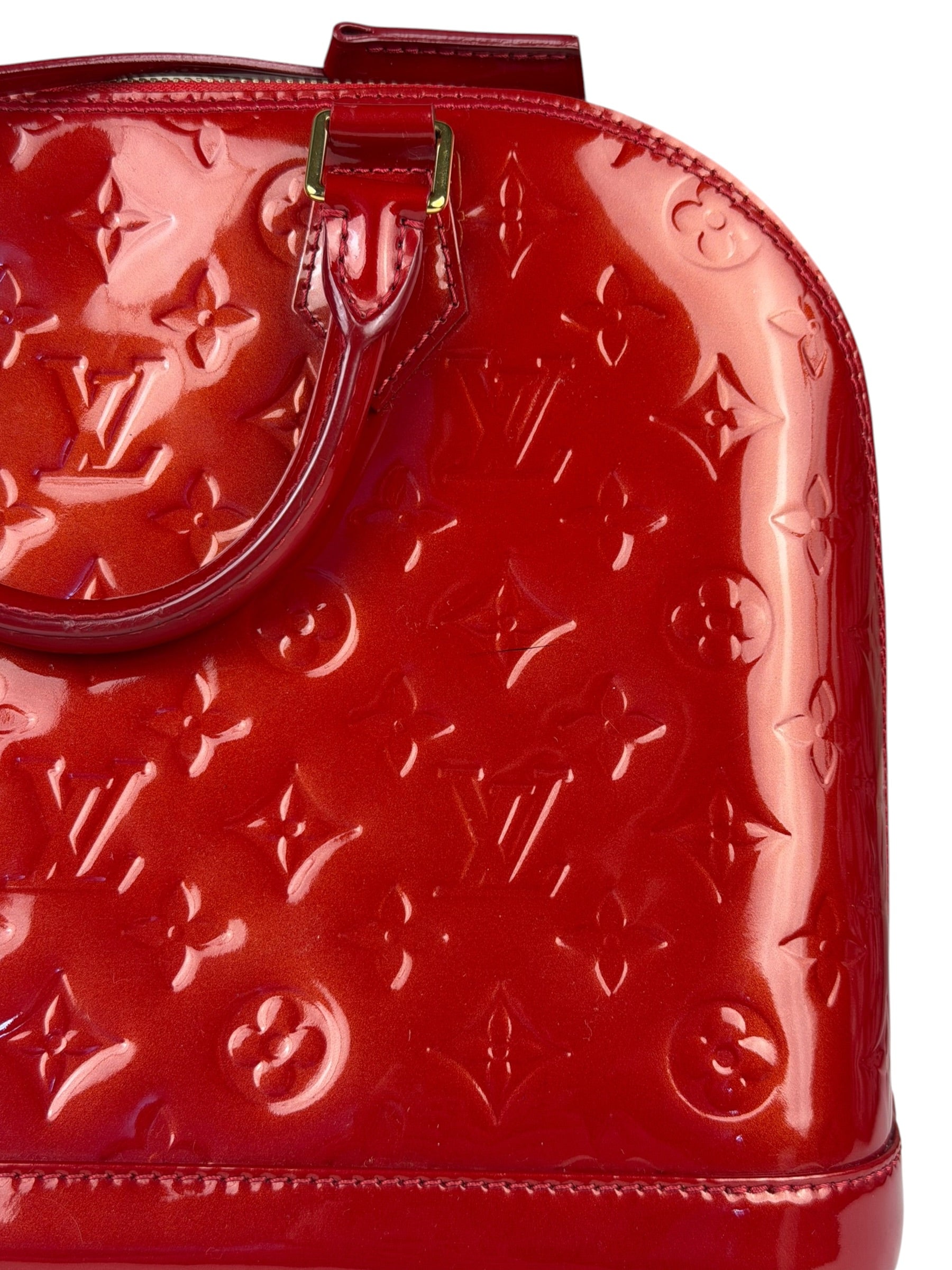 Louis Vuitton Red Vernis Alma MM Handbag