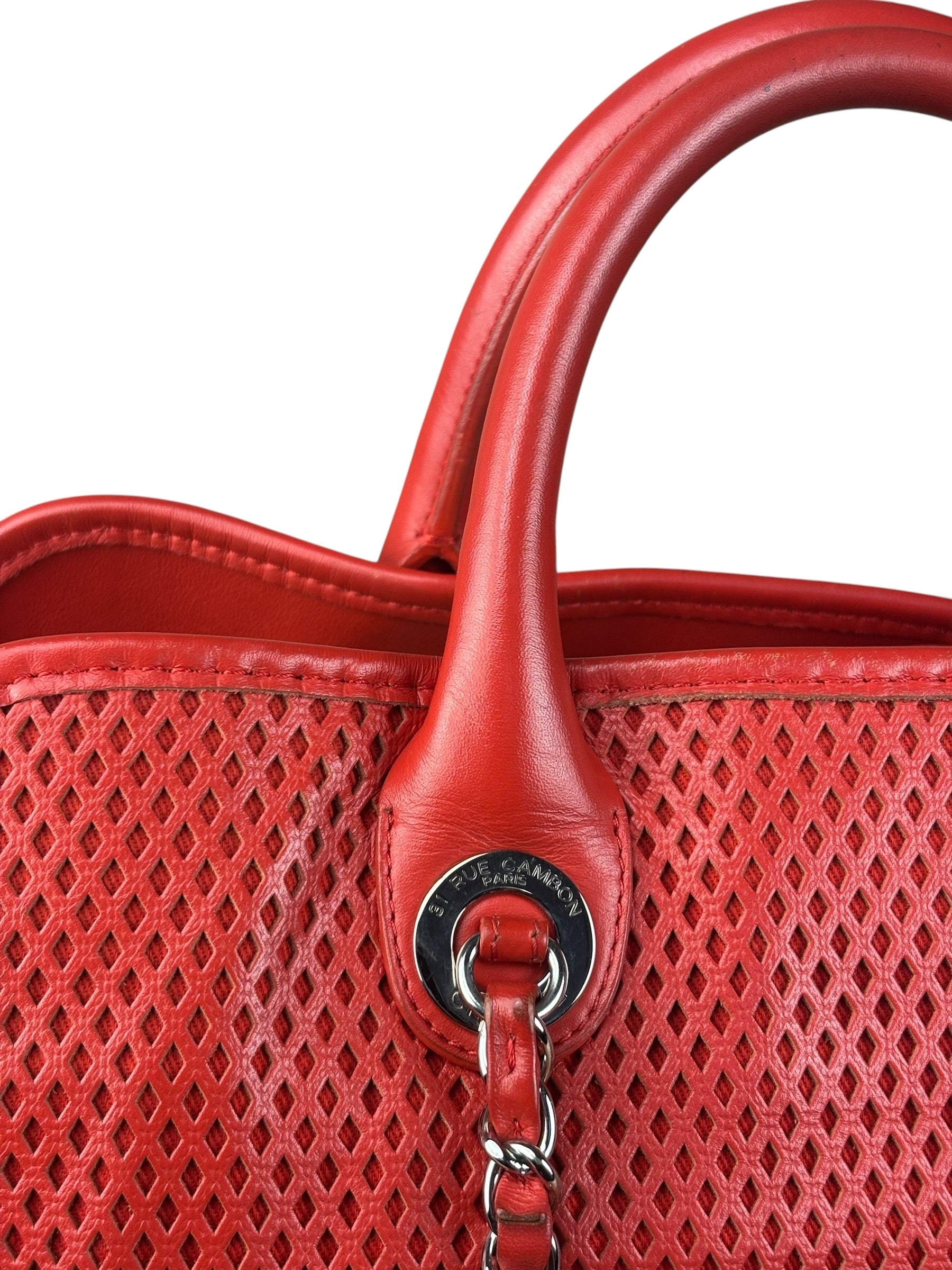 Chanel Red Perforated Leather Up in the Air 2Way Tote 2014