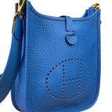 Hermes Bleu Hydra Leather Clemence Cordage Mini Evelyne TMP16