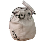 Balenciaga Baby Pink Leather Pompon Moto City 2Way Bucket Bag