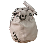 Balenciaga Baby Pink Leather Pompon Moto City 2Way Bucket Bag