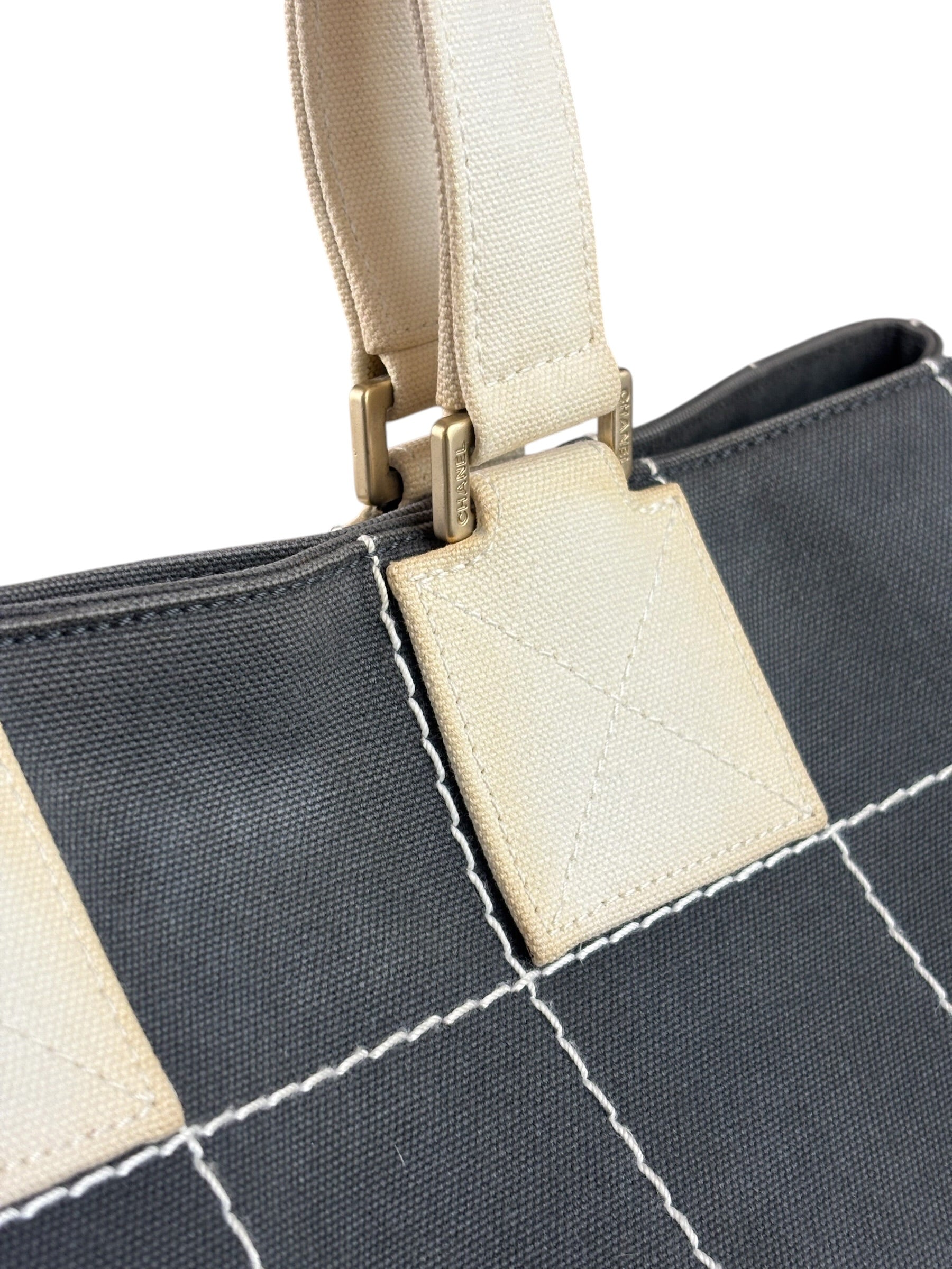 Chanel Vintage Large Square Quilt Tote Faded Black 2003
