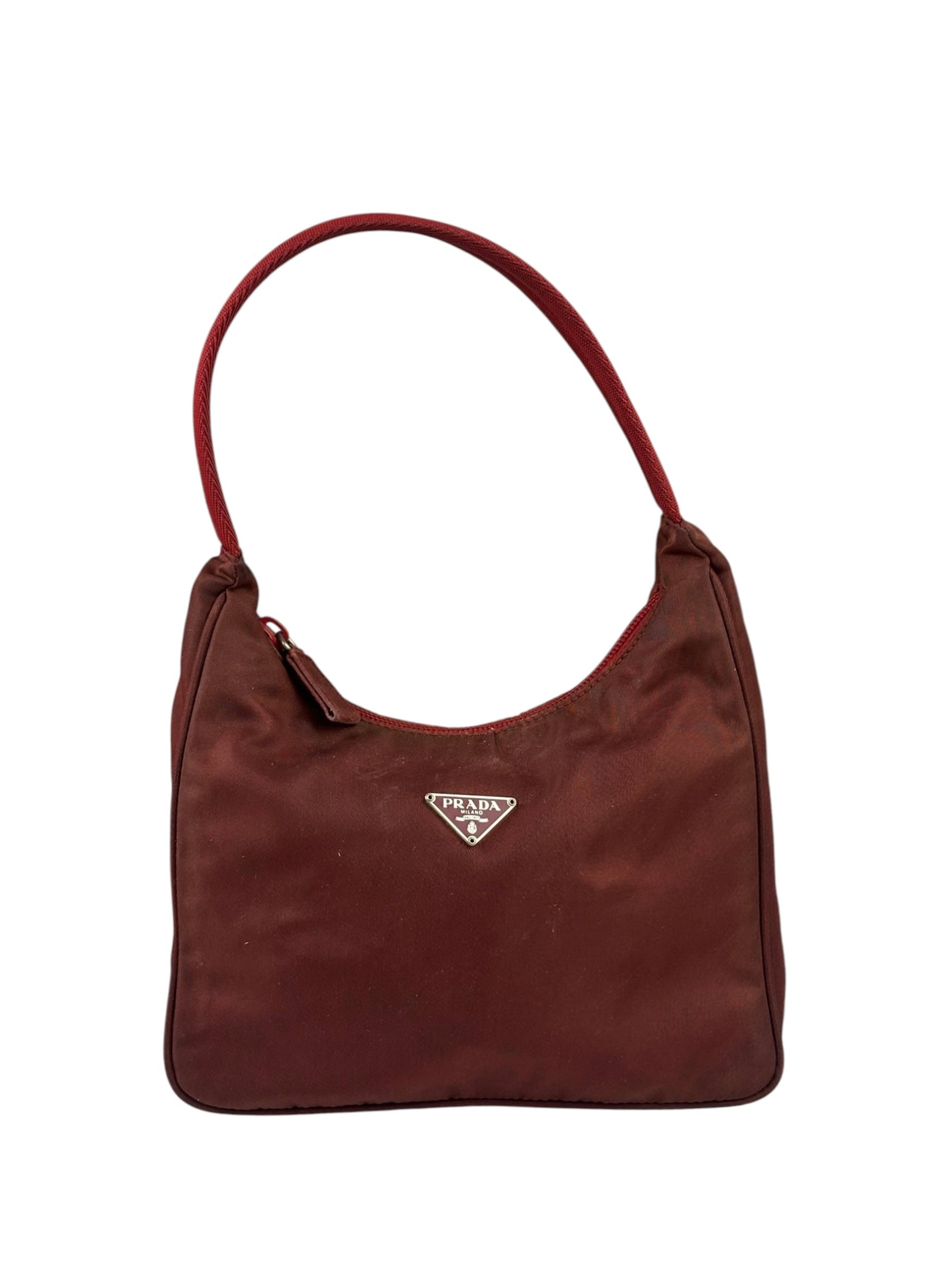 Prada Vintage Burgundy Nylon Pochette