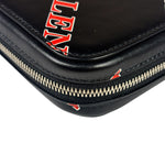 Balenciaga Black Leather Logo Print Phone/Card Holder