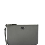 Prada Grey Saffiano Leather Pouch