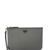 Prada Grey Saffiano Leather Pouch