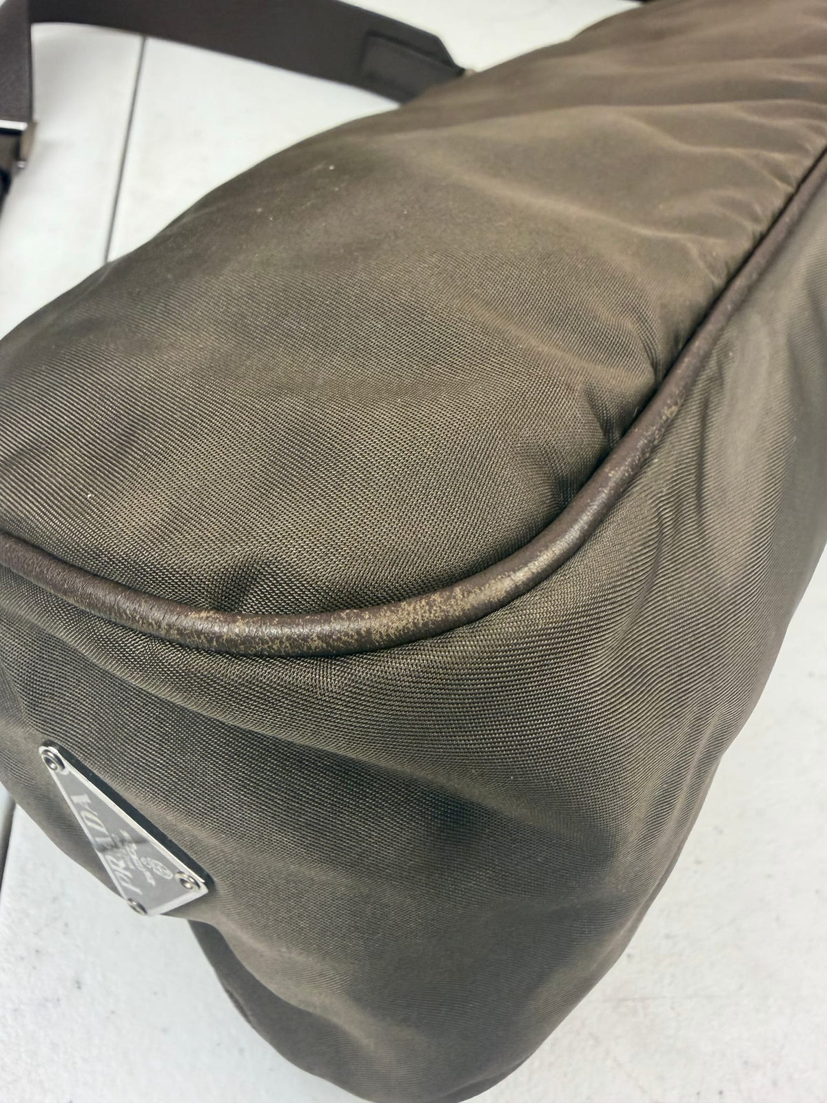 Prada Grey-Brown Taupe Tessuto Nylon Shoulder Bag