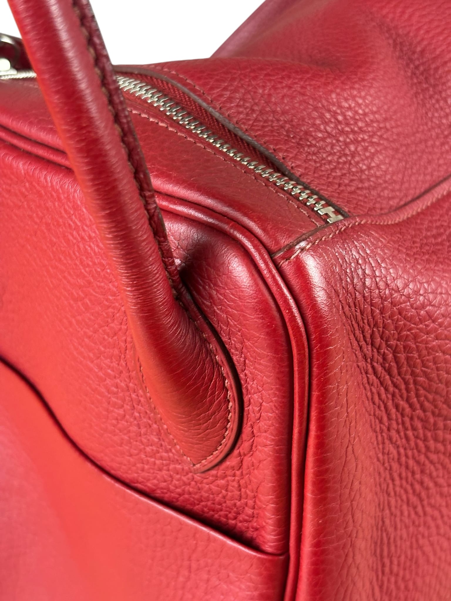 Hermes Rouge Clemence Leather Lindy 34
