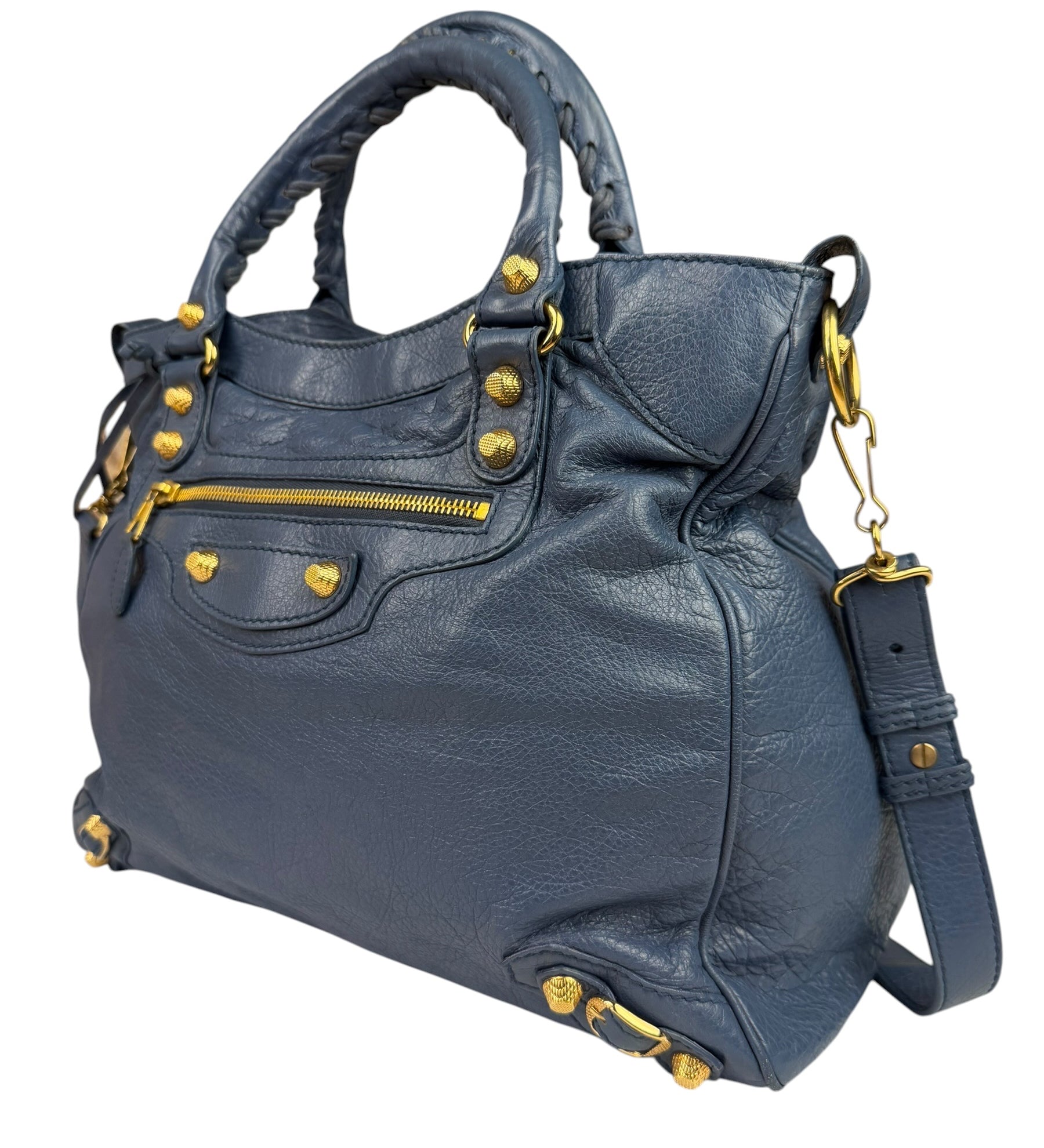 Balenciaga Mist Blue Leather Sunday City Bag