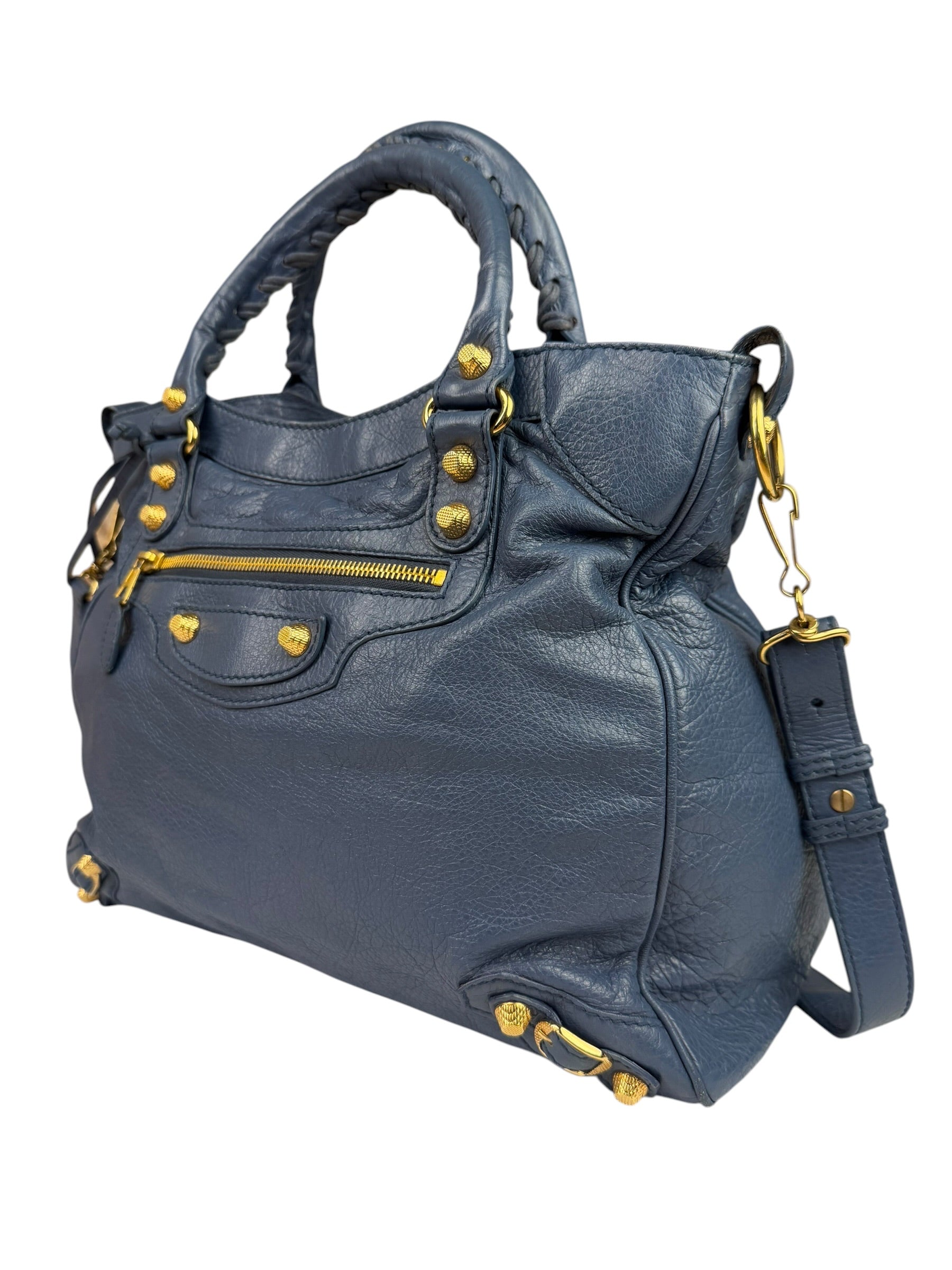 Balenciaga Mist Blue Leather Sunday City Bag