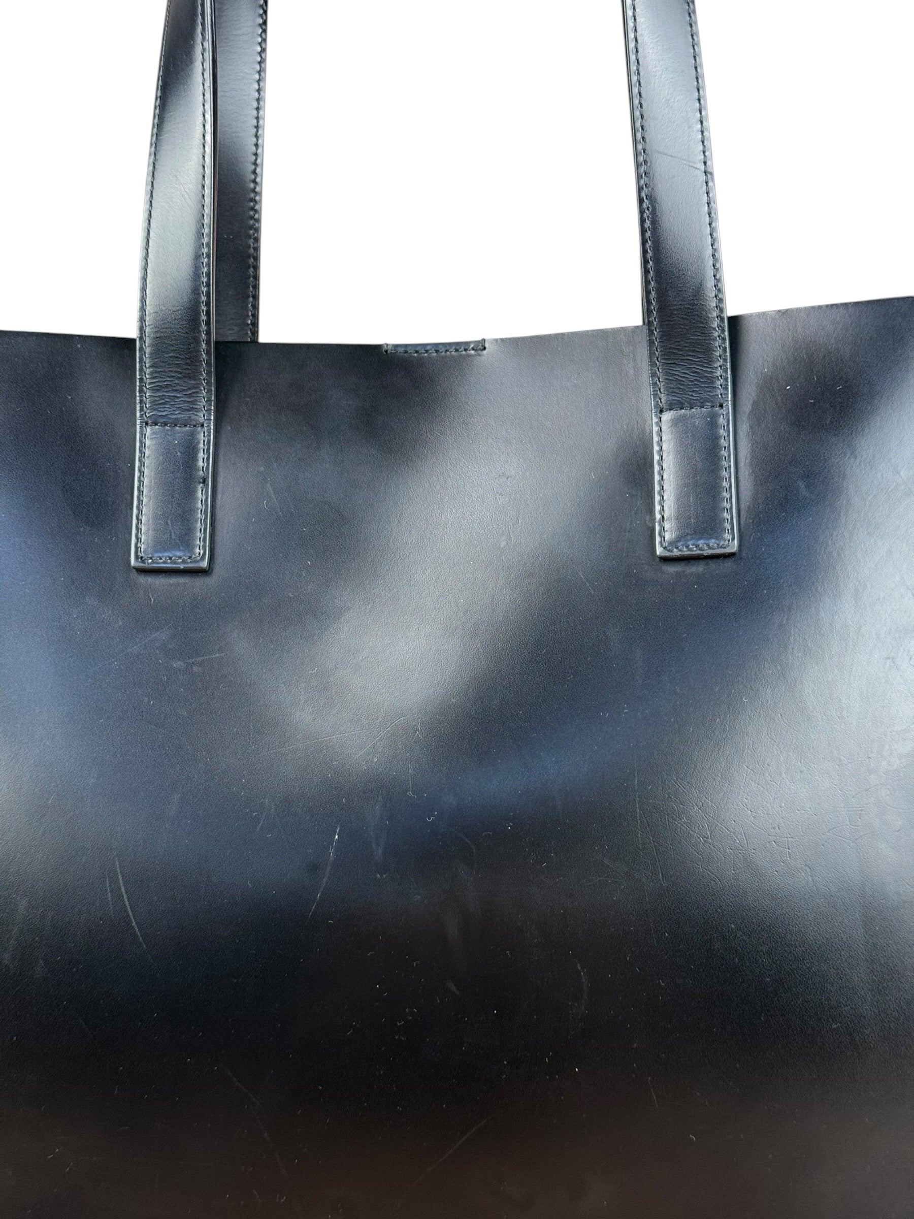 Saint Laurent Black Leather Shopping Tote Bag