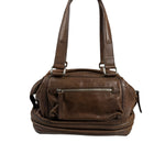 Chanel Brown Leather Essential Square Stitch Bowler Bag 2007